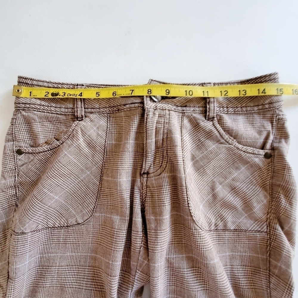 1254 * Ellemenno Plaid Low-rise Capri Pants Brown Size 7 Vintage Y2K 90s - Picture 7 of 9